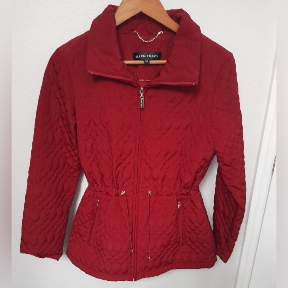 Ellen Tracy Mid Length Jacket Ruby Red - image 3